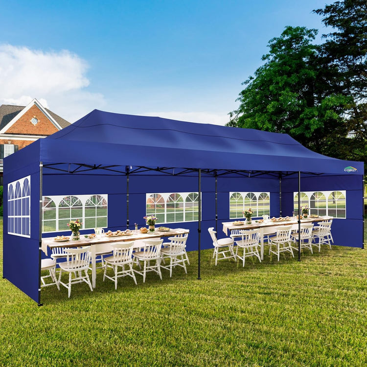 Cobizi 10x20 Heavy Duty Pop up Canopy Tent with 6 Sidewalls Easy up Commercial Outdoor Canopy Wedding Party Tents
