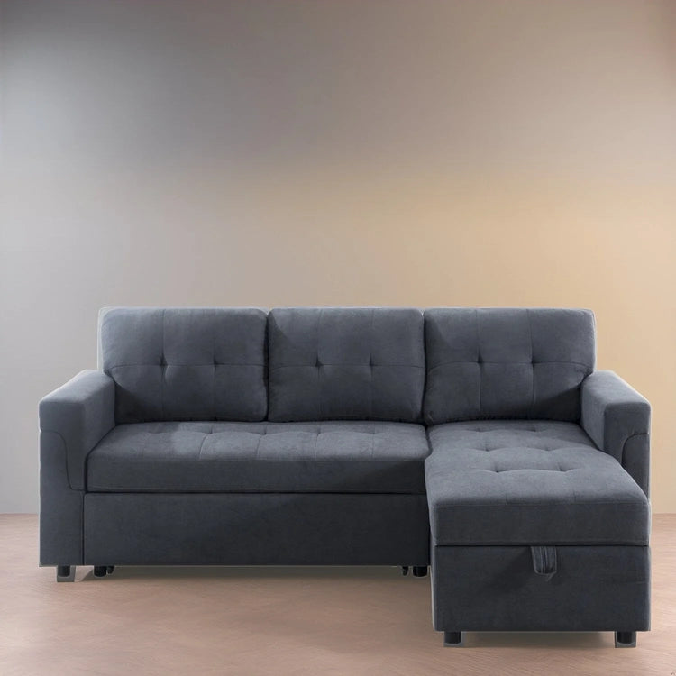 Reversible Sectional Sofa with Pull-Out Sleeper Bed, Hidden Storage Chaise, Durable Legs