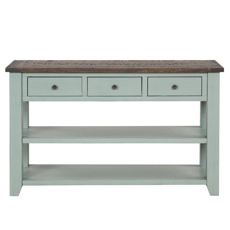 Wood Console Table with 3 Storage Drawers and 2 Shelves