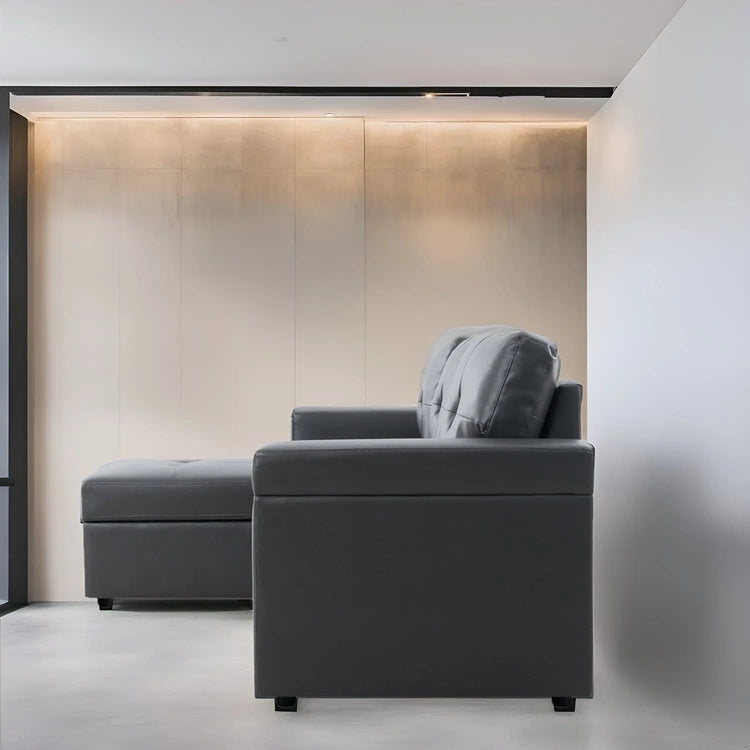 Reversible Sectional Sofa with Pull-Out Sleeper Bed, Hidden Storage Chaise, Durable Legs