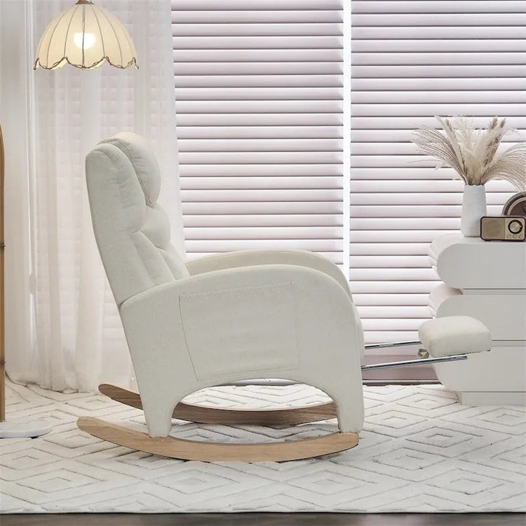 Ergonomic Fabric Nursery Rocking Chair with Adjustable Footrest