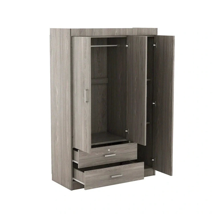 3-Door Wardrobe with 2 Drawers