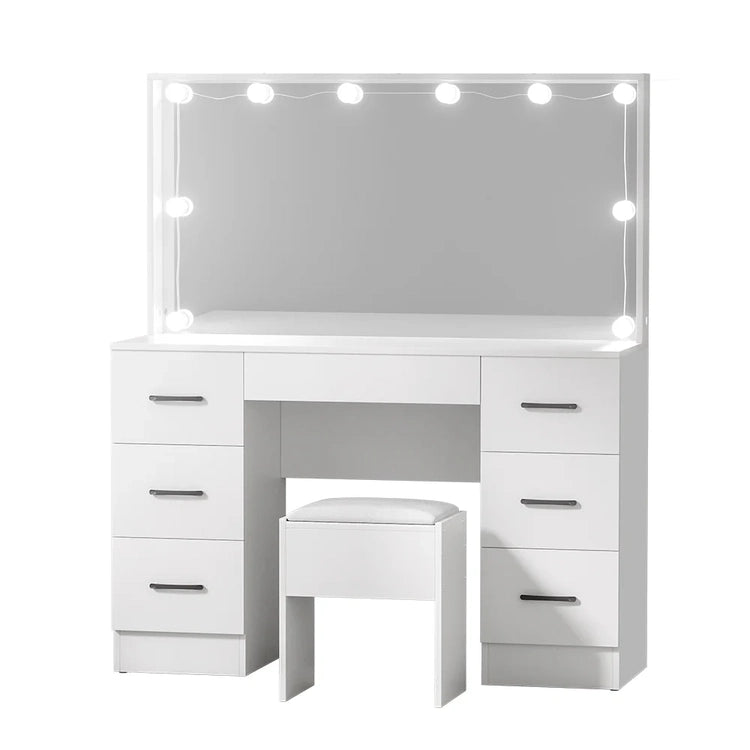 Artiss Dressing Table Set Stool 10 LED Bulbs White Debbie