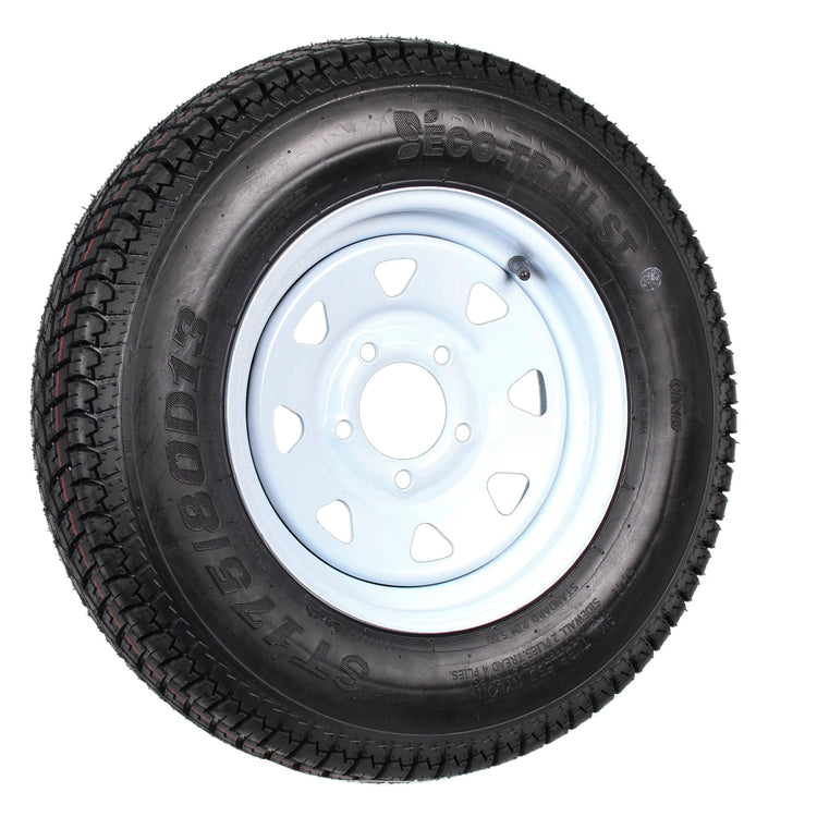 2-Pk Trailer Tires Rims ST175/80D13 175/80 13 B78-13 Lrc 5 Lug White Spoke Wheel