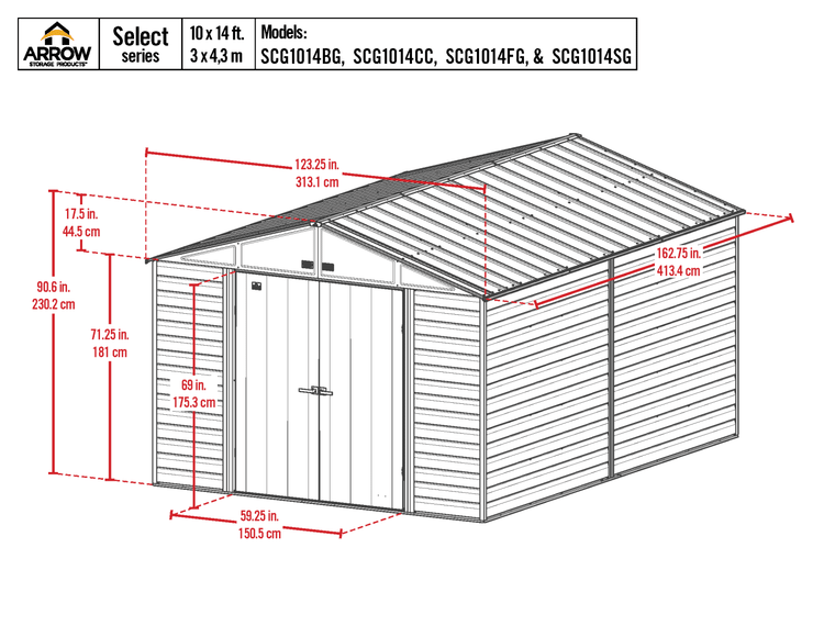 Select Steel Storage Shed, 10x14, Blue Grey