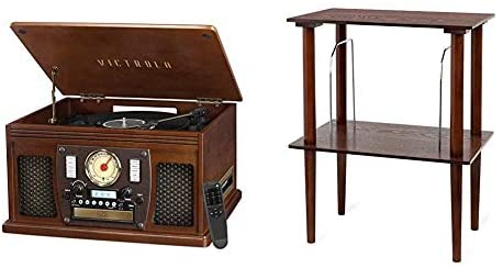 Victrola 8-in-1 Bluetooth Record Player & Multimedia Center, Built-in Stereo Speakers - Turntable, Wireless Music Streaming
