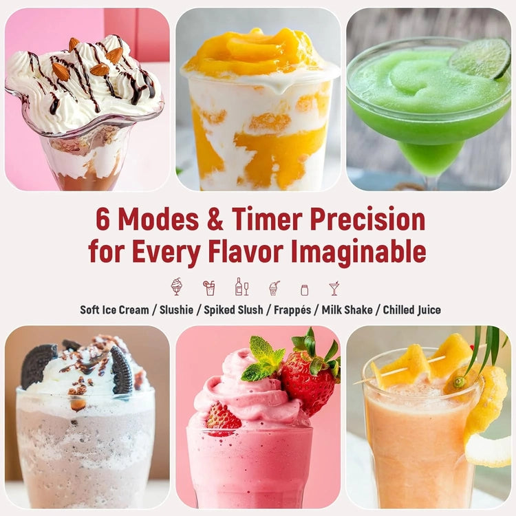 Slushie Machine, No Ice Needed All-in-One Slushy Maker for Home, Real-Time Temp Display, Auto-Clean, 6 Preset, Frozen Margaritas, Cocktails, Frappés