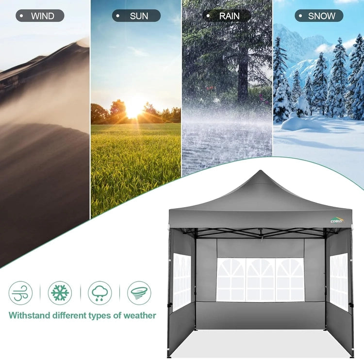 Cobizi 10x20 Heavy Duty Pop up Canopy Tent with 6 Sidewalls Easy up Commercial Outdoor Canopy Wedding Party Tents