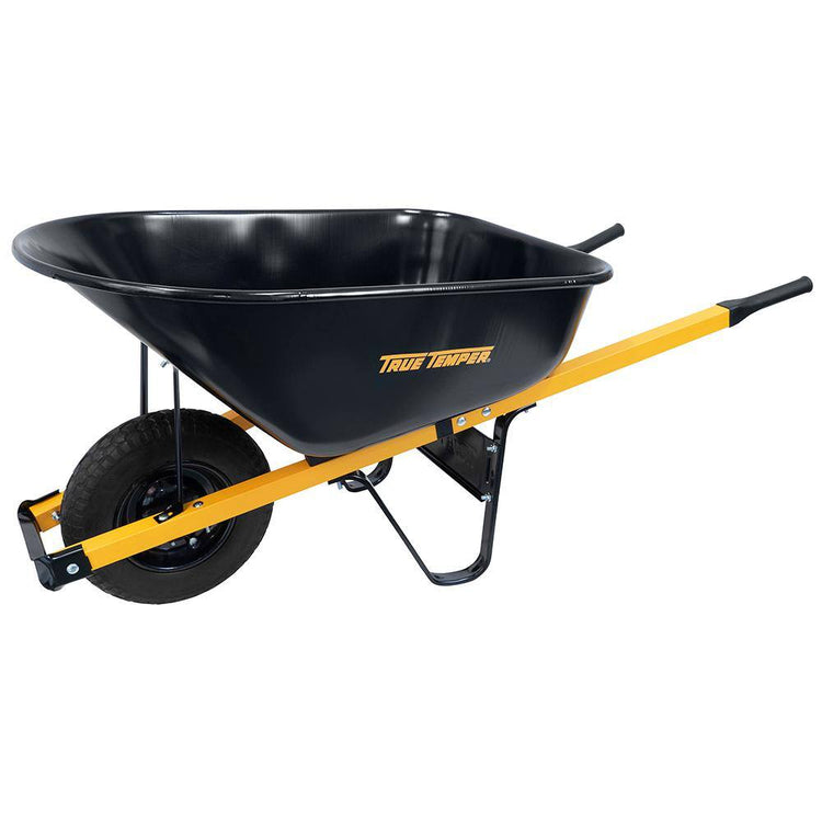 True Temper R6STFFEC 6 Cu. Ft.. Barrow in a Box Steel Wheelbarrow with Never Flat Tire and Steel Handles