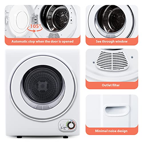 Portable Clothes Dryer 850W, 1.5 Cu. Ft., Compact & Quiet, Wall-Mountable, Etl Certified, Ideal for Small Spaces