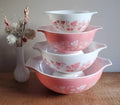 Parkwoodtreasures Vintage Pyrex Pink Gooseberry Cinderella Mixing Bowls