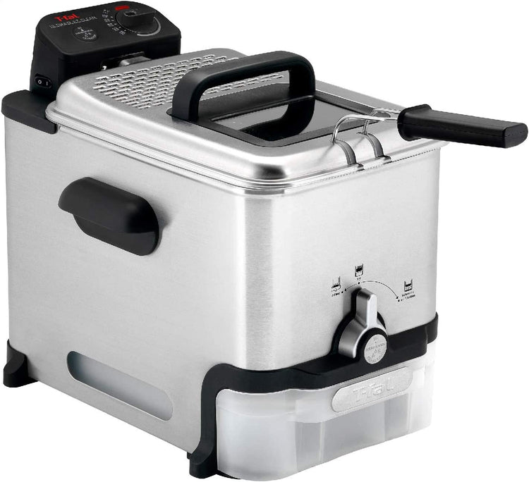 T-Fal Steel Deep Fryer with Basket 3.5 Liter Oil and 2.6 Pound Food Capacity