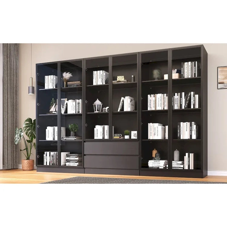 Display Storage Cabinet, Display Cabinet with Tempered Glass Doors, Showcase with 4-Tier Storage Shelves