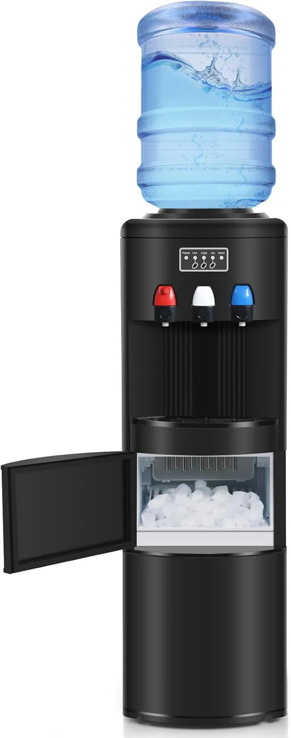 Icepure Water Dispenser with Ice Maker, 3-in-1 Hot and Cold Water Cooler with Built-in Bullet Ice Maker Machine, 26.5lbs/24H