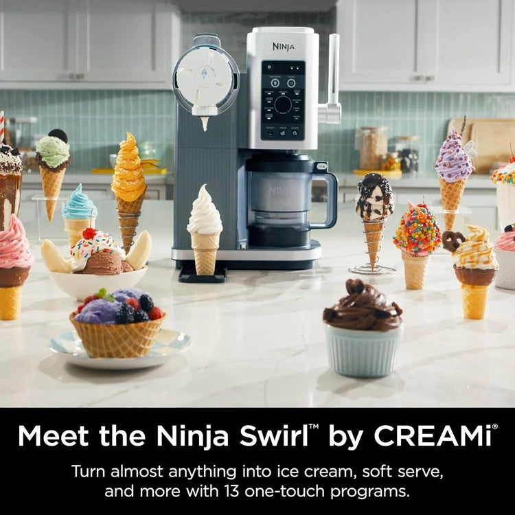 Swirl by Creami Ice Cream and Soft Serve Maker, Sorbet, Milkshake, Frozen Yogurt, Low Calories Program & More, 13-in-1, Soft Serve Handle