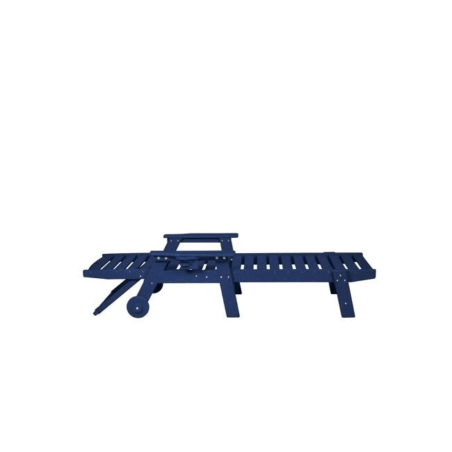 3-Piece Patio Set 2 Oversized Chaise Lounges (5-Position, Wheels, Cup Holder) + Side Table, All-Weather Wood Texture
