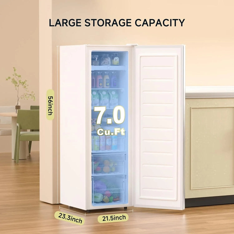 Bangson Upright Freezer, 7.0 Cu. Ft. Stand up Freezer, Convertible Upright Freezer/Refrigerator, Single Door for Kitchen, Garage, Office, Apartment