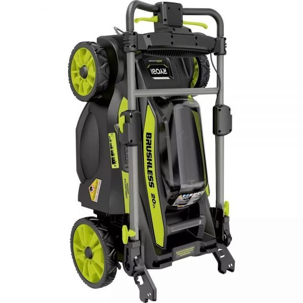 Ryobi 40V Brushless 20 In. Walk Behind Self-Propelled Mower/String Trimmer/Leaf Blower with (2) Batteries and (2) Chargers