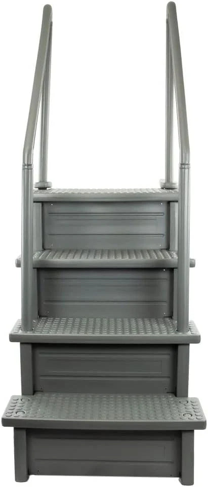 Select Anti-Slip in-Pool Steps, Gray, for Above Ground Swimming Pools, Can Mount to Decks 48" to 54" H, Safety Stairs Capacity up to 300 Lbs
