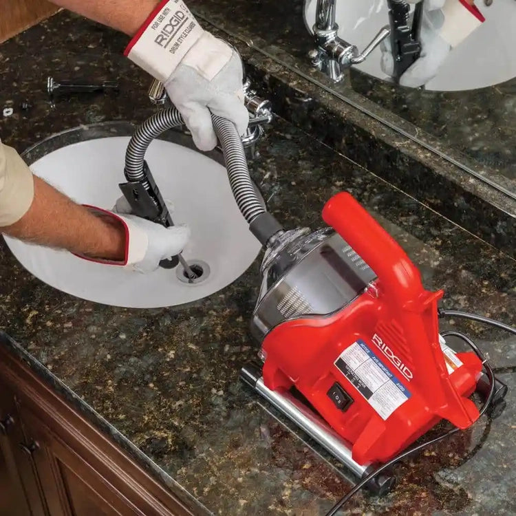 Ridgid Powerclear 120-Volt Drain Cleaning Snake Auger Machine for Heavy Duty Pipe Cleaning for Tubs, Showers, and Sinks 55808