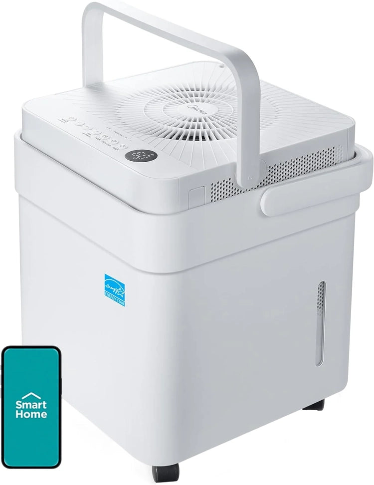 Midea Cube 35 Pint Dehumidifier for Basement and Rooms at Home for up to 3,500 Sq. Ft., Smart Control, Compatible with Alexa (White)