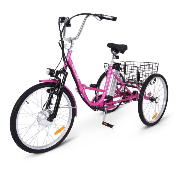 Electric Tricycle for Adults, 7 Speeds Folding Electric Trike, 24 Inch 3 Wheel Motorized Bicycle w/36V 10Ah Removable Battery