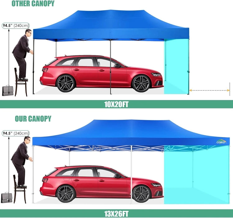 Cobizi 10x20 Heavy Duty Pop up Canopy Tent with 6 Sidewalls Easy up Commercial Outdoor Canopy Wedding Party Tents