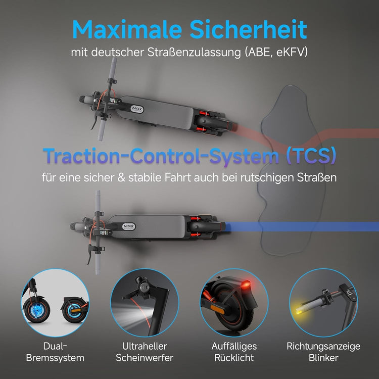 Xiaomi E-Scooter with German Road Legal (Max 20 Km/H, up to 70 Km Range & 25 Percent Incline, Pneumatic Tyres, Dual Brakes, Display, Aluminium Body