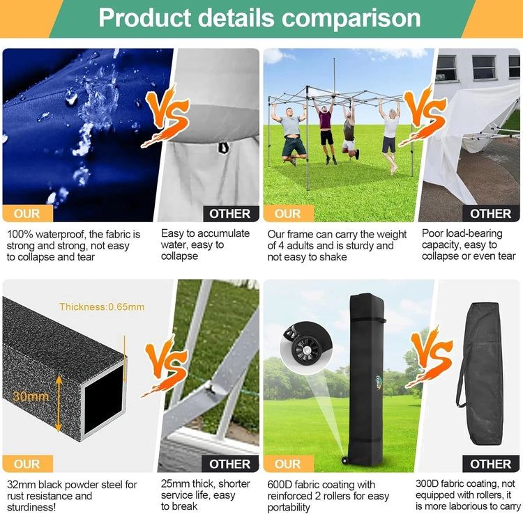 Cobizi 10x20 Heavy Duty Pop up Canopy Tent with 6 Sidewalls Easy up Commercial Outdoor Canopy Wedding Party Tents