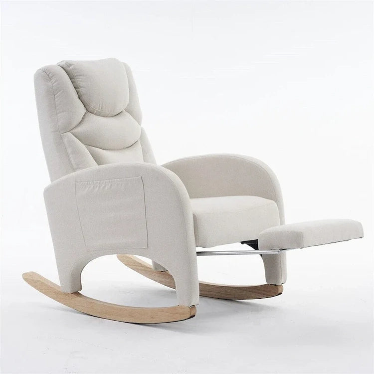 Ergonomic Fabric Nursery Rocking Chair with Adjustable Footrest