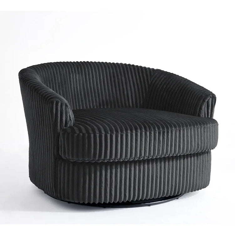 2 Set Oversized 43 W Plush Corduroy Swivel Barrel Chair with Pillows