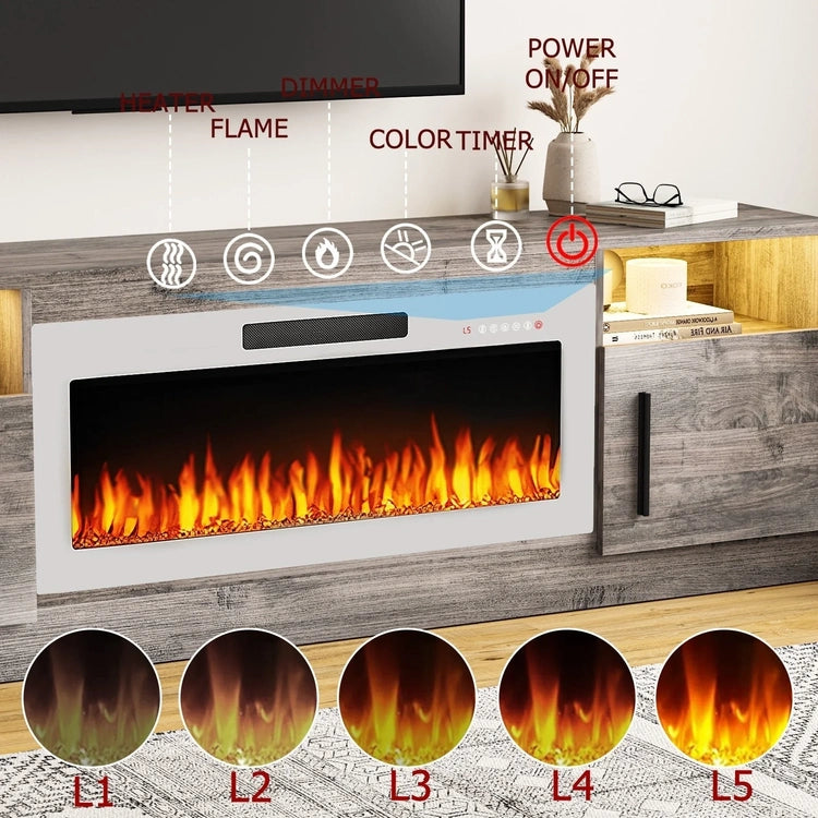 Bossin 70 Fireplace TV Stand with 36 Electric Fireplace, TV Stand for Tvs up to 80,16 Colors LED Lights/Entertainment Center