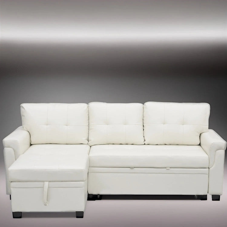 Reversible Sectional Sofa with Pull-Out Sleeper Bed, Hidden Storage Chaise, Durable Legs