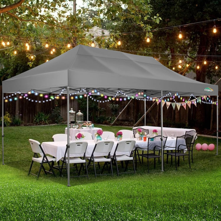 Cobizi 10x20 Heavy Duty Pop up Canopy Tent with 6 Sidewalls Easy up Commercial Outdoor Canopy Wedding Party Tents