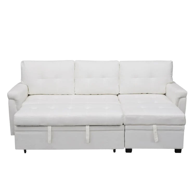 Reversible Sectional Sofa with Pull-Out Sleeper Bed, Hidden Storage Chaise, Durable Legs