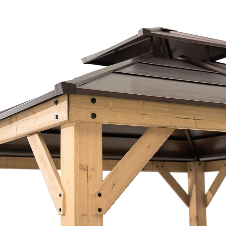 10 Ft. X Ft. Cedar Framed Gazebo with Steel 2-Tier Hip Roof Hardtop