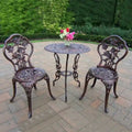 Camellia Cast Aluminum 3-Piece Bistro Set with Table and 2 Chairs - N/A