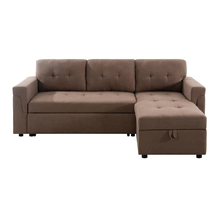 Reversible Sectional Sofa with Pull-Out Sleeper Bed, Hidden Storage Chaise, Durable Legs