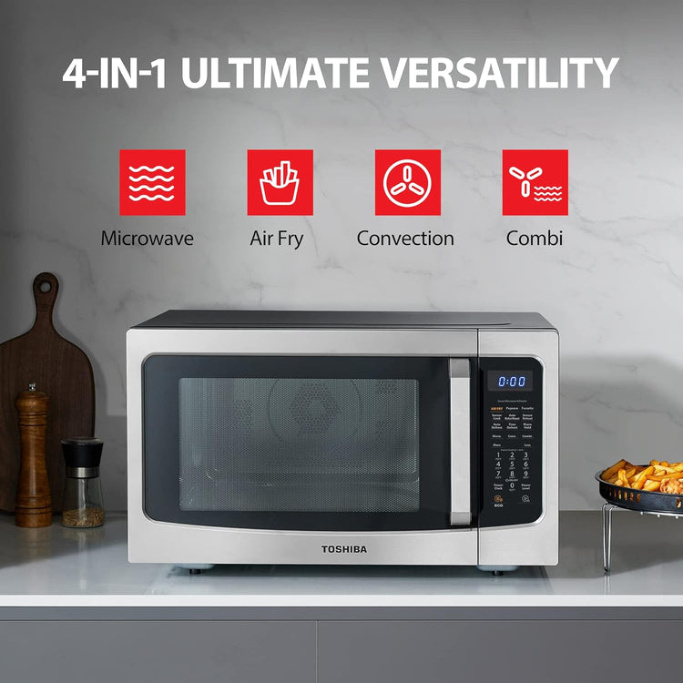 Toshiba 4-in-1 Ml-EC42P(SS) Countertop Microwave Oven, Smart Sensor, Convection, Air Fryer Combo, Mute Function, Position Memory 13.6" Turntable
