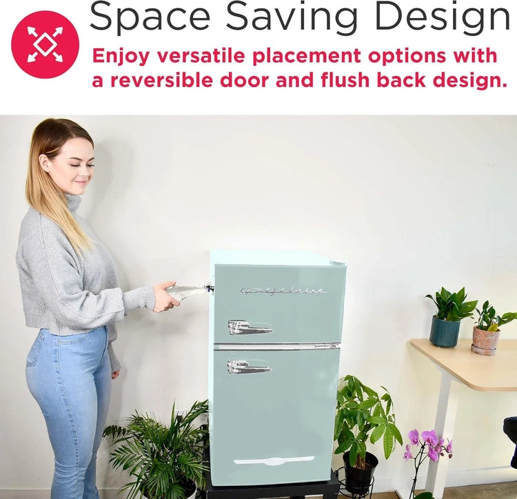 Frigidaire Retro Mini Fridge with Freezer & Side Bottle Opener-Small 2 Door Refrigerator for Office Bar or College Dorm Room-3.1 Cu. Ft