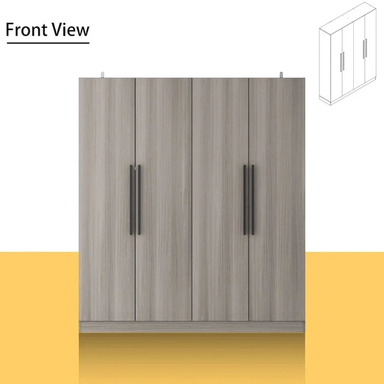Modern Freestanding Solid Wood Wardrobe Closet with Storage Shelves