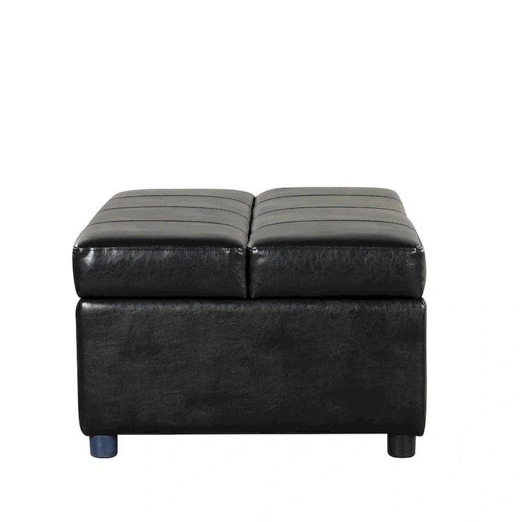 Twin Size Folding Pull Out Ottoman Sleeper Bed with Mattress Convertible Guest Bed, Pu Upholstered Sleeper Sofa