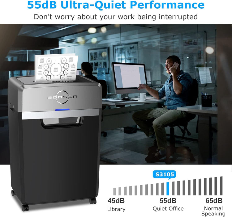 Heavy Duty Paper Shredder, 24-Sheet Cross-Cut Shredder, 40-Min Continuous Running Time, Commercial Grade Shredder for Office, 9-Gallon Big Basket
