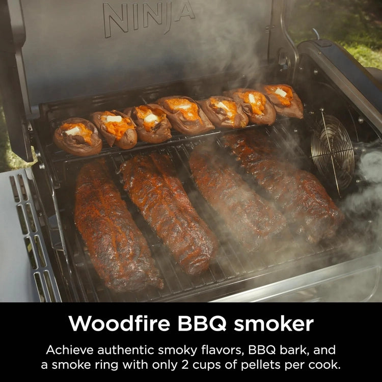 Ninja Flexflame, Grill and Smoker, Electric and Propane Grill, Roaster, BBQ Grill, 5-in-1 Cooking System, 3 Burner, Digital Control, Outdoor Cooking