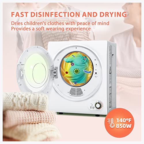 Portable Clothes Dryer 850W, 1.5 Cu. Ft., Compact & Quiet, Wall-Mountable, Etl Certified, Ideal for Small Spaces