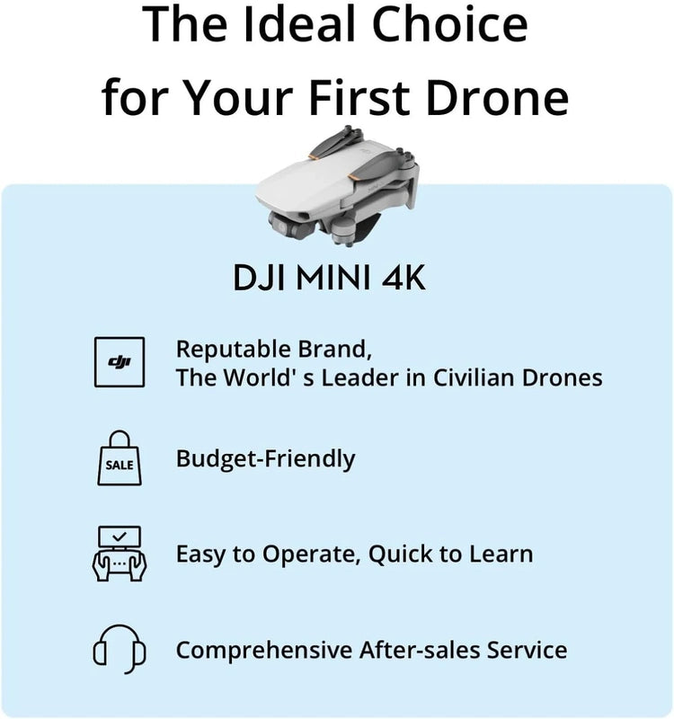 DJI Mini 4K, Drone with 4K UHD Camera for Adults, Under 249 G, 3-Axis Gimbal Stabilization, 10km Video Transmission, Auto Return, Wind Resistance