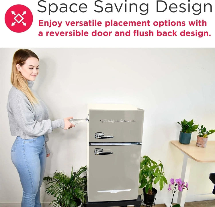 Frigidaire Retro Mini Fridge with Freezer & Side Bottle Opener-Small 2 Door Refrigerator for Office Bar or College Dorm Room-3.1 Cu. Ft