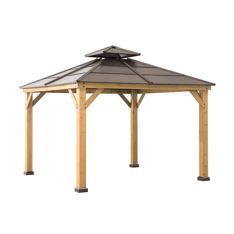 10 Ft. X Ft. Cedar Framed Gazebo with Steel 2-Tier Hip Roof Hardtop