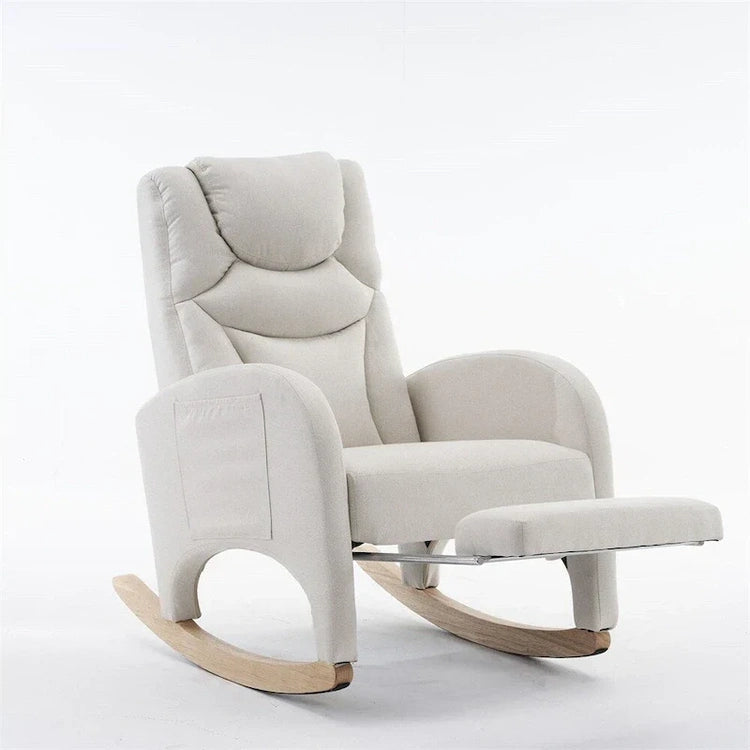 Ergonomic Fabric Nursery Rocking Chair with Adjustable Footrest
