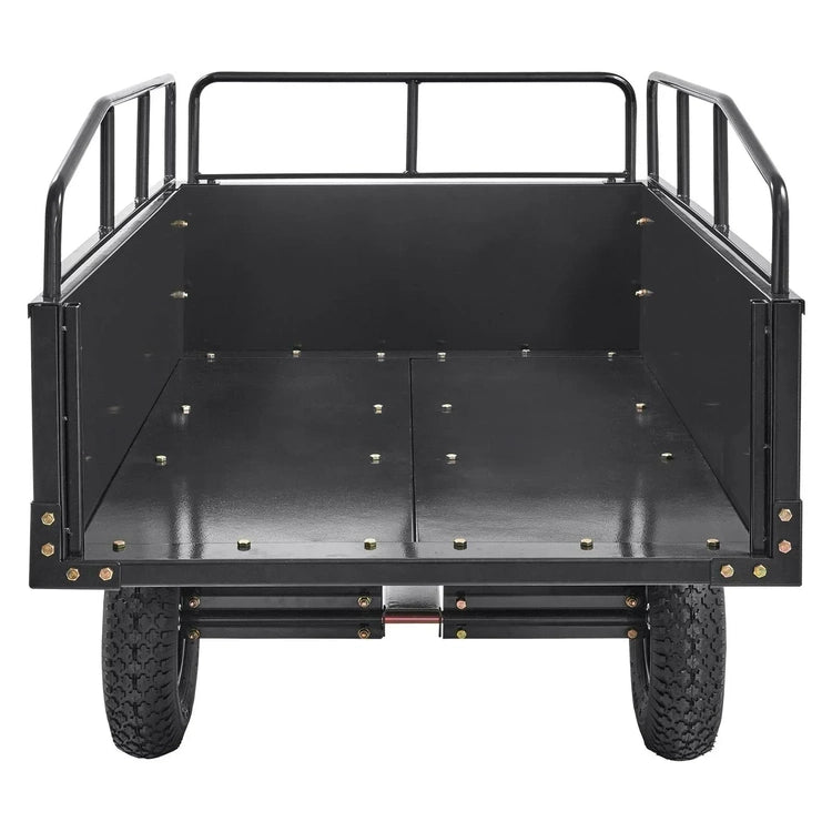 Heavy Duty Atv Trailer Steel Dump Cart, 750-Pound 15 Cubic Feet, Garden Utility Trailer with Removable Sides for Riding L
